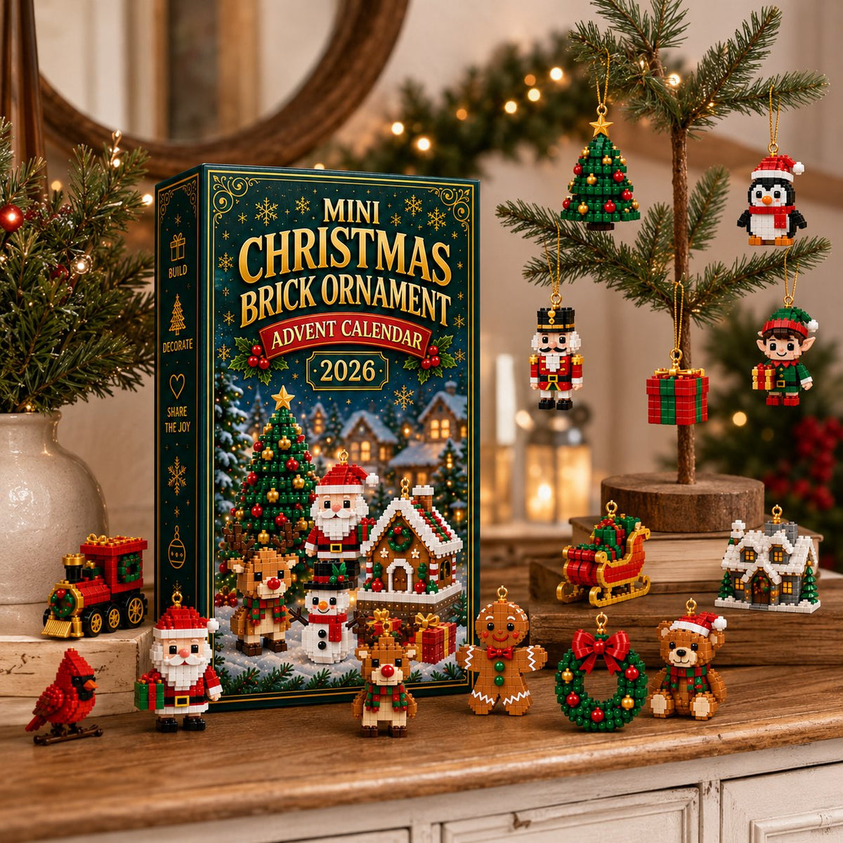 ⏳ Last day to save 49% – 🎄 24-Day Mini Christmas Ornament Advent Calendar | 24 unique festive buildable designs with hanging loops—perfect for decorating Christmas trees, wreaths, and holiday displays🎁1