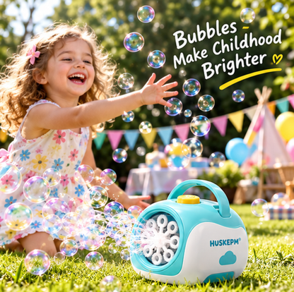 HUSKEPM® Kids Automatic Bubble Machine | High-Output Bubble Blower with Easy One-Button Operation | Outdoor Party, Backyard & Summer Play Toy for Kids Ages 3+✨