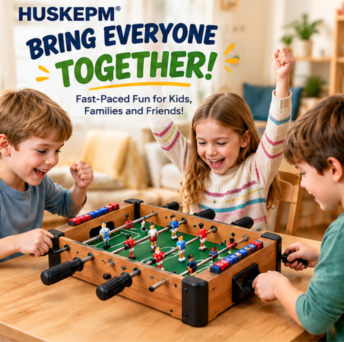 HUSKEPM® Mini Tabletop Foosball Game | Portable Soccer Table with Dual Controls, Score Keepers & Mini Footballs | Fast-Paced Family Competition Toy for Kids Ages 5+⚽