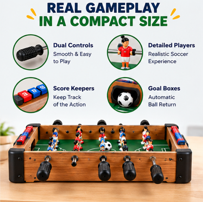HUSKEPM® Mini Tabletop Foosball Game | Portable Soccer Table with Dual Controls, Score Keepers & Mini Footballs | Fast-Paced Family Competition Toy for Kids Ages 5+⚽