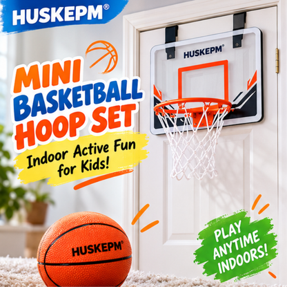 HUSKEPM® Mini Basketball Hoop Set | Indoor Door-Mounted Basketball Game with Backboard, Rim & Mini Ball | Active Shooting Toy for Kids Ages 5+🏀